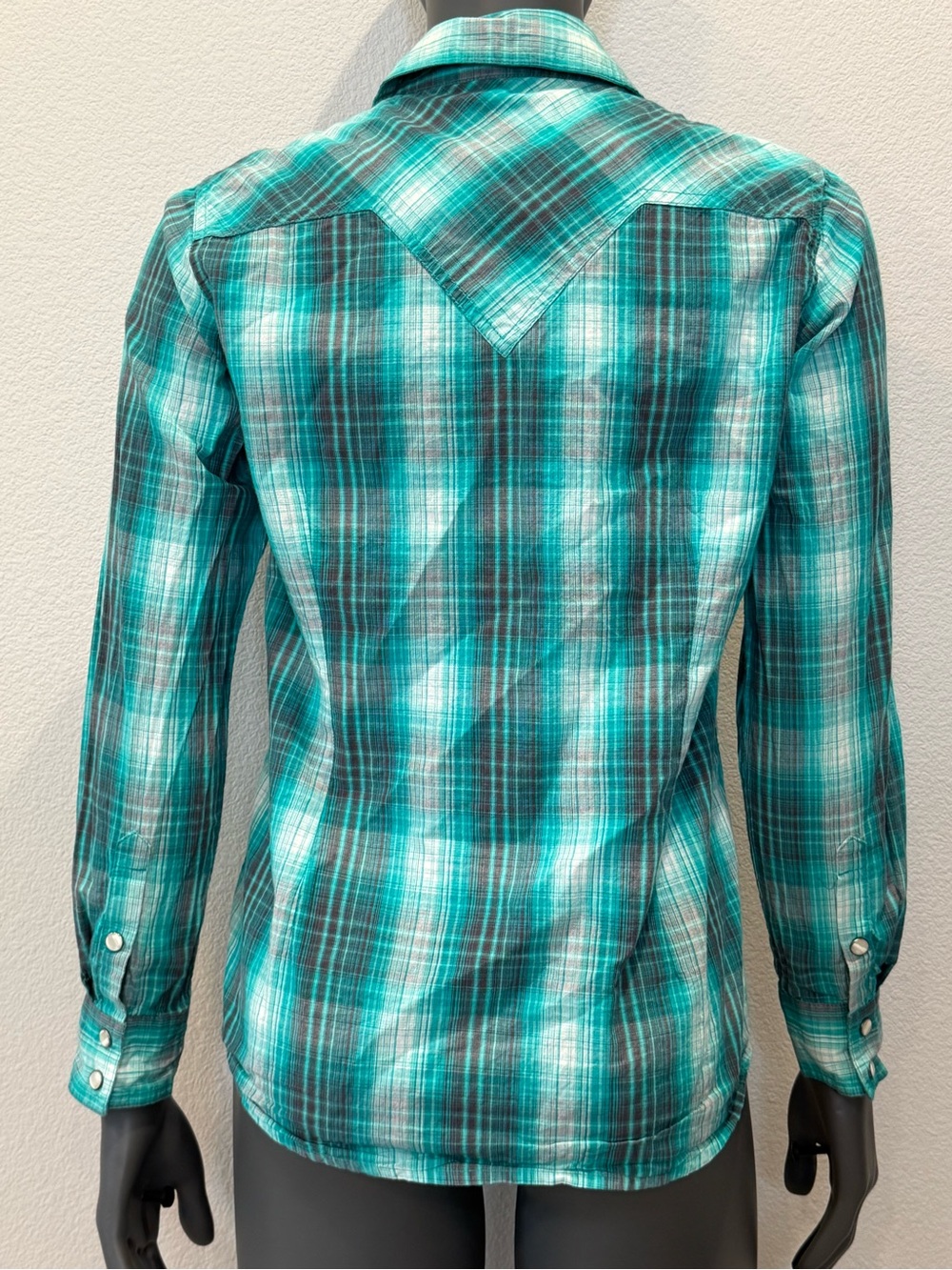 Ariat R.E.A.L. Women's Teal Plaid Western Pearl Snap Shirt Size S 100% cotton - Picture 8 of 14
